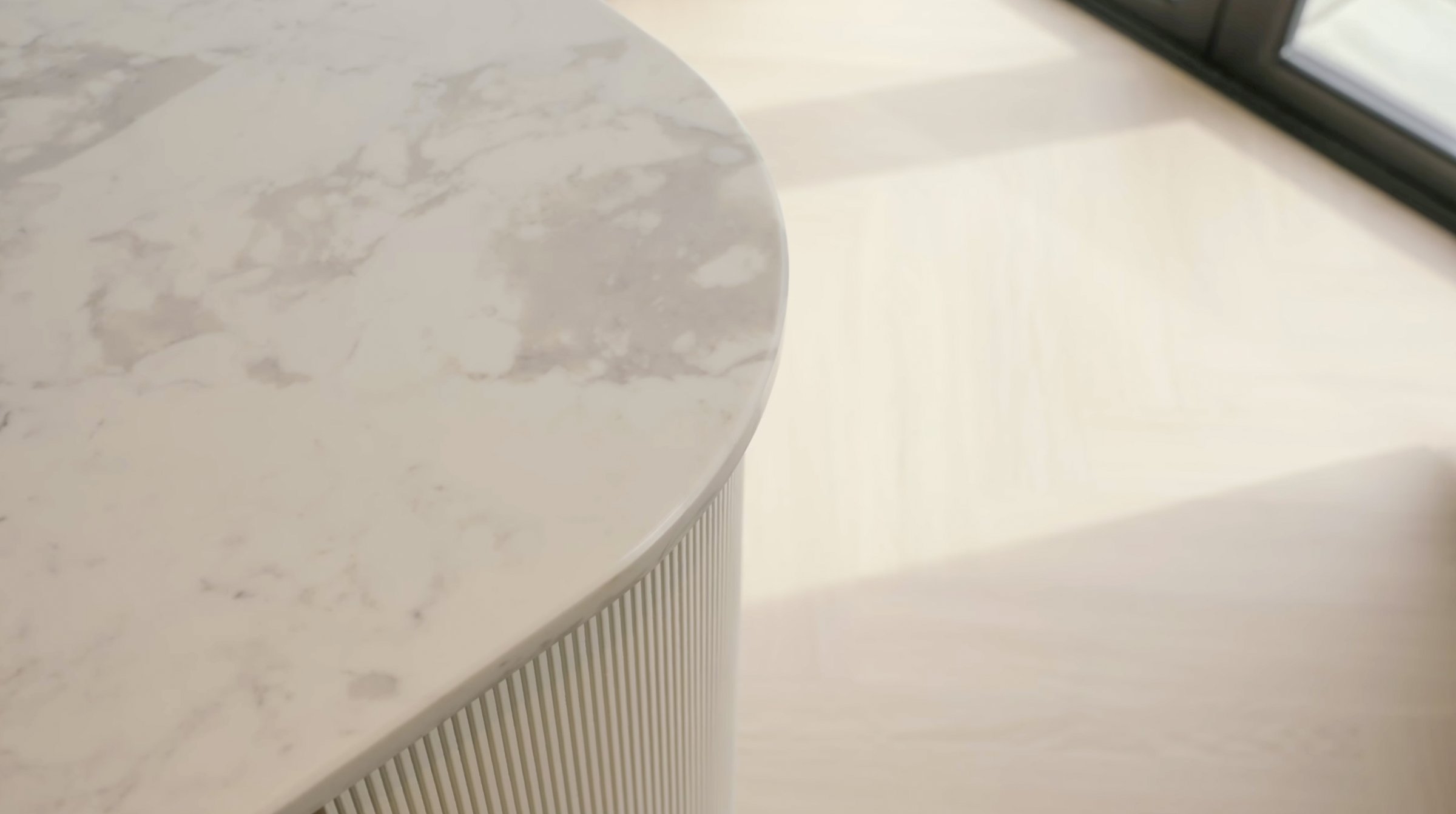 Montpelier-Mews-marble countertop and fluted kitchen island detail — specification by Ademchic